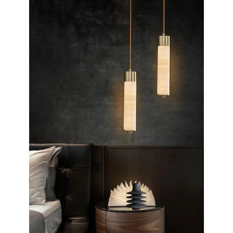 Modern Copper Light Luxury Pendant Lamp Marble Bedside Bedroom Hotel Dining Room Kitchen Stone Hallway Hanging Lighting Led