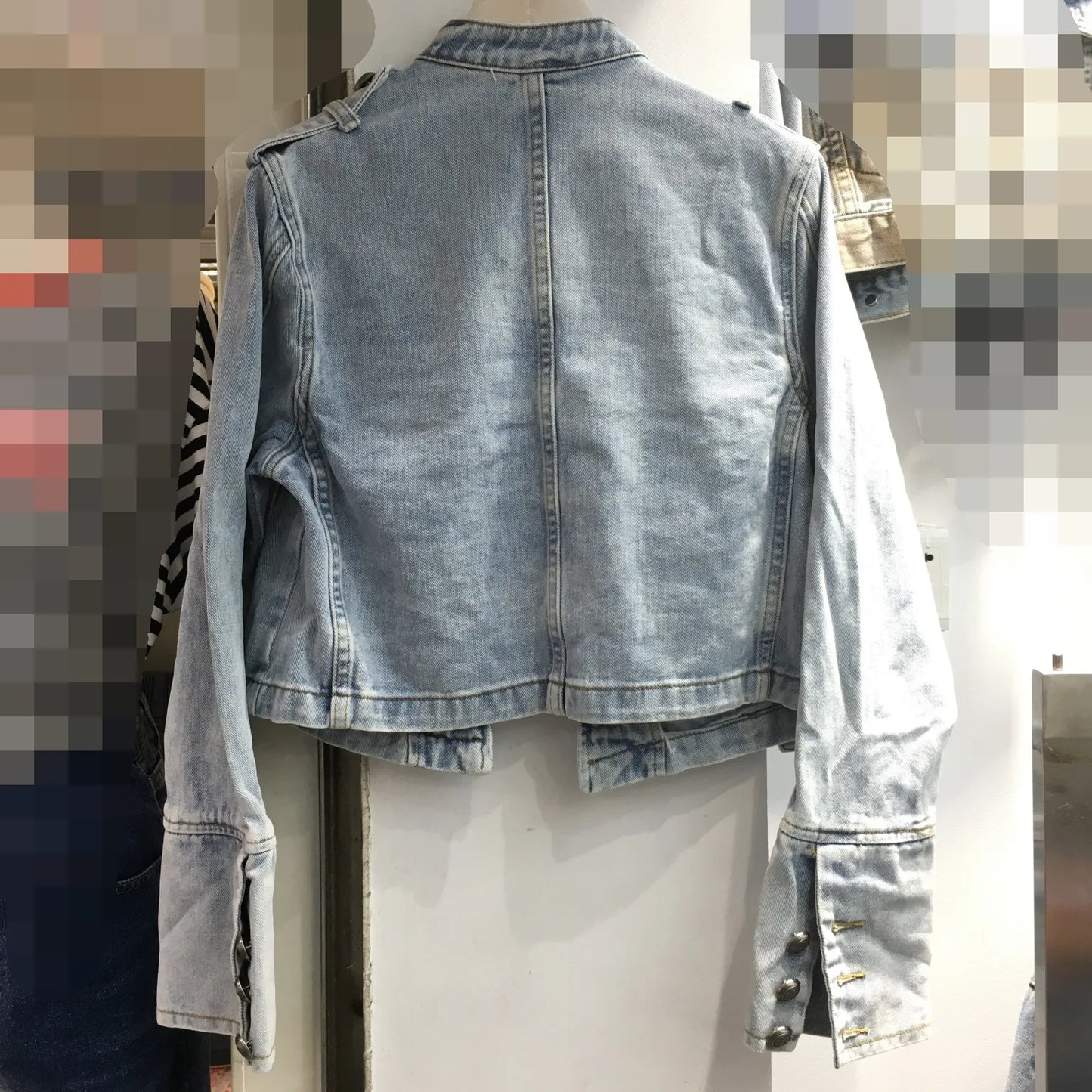 Retro Military Style Handsome Stand Collar Denim Jackets Female Double-breasted Wild Slim Short Denim Jackets Women Outerwear