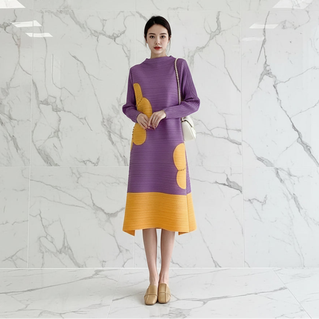 Womens Dresses Long Dresses High-quality embroidered Long Skirt Elegant Temperament and Pleated Fashion High-end Round Neck Dress