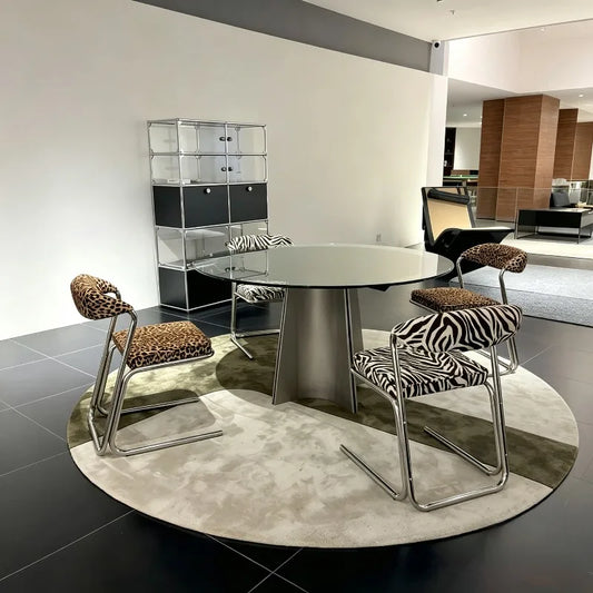 Designer Leopard Print Bauhaus Dining Chair Living Room Backrest Seat Creative Leisure Furniture for Home Vanity Makeup Chairs