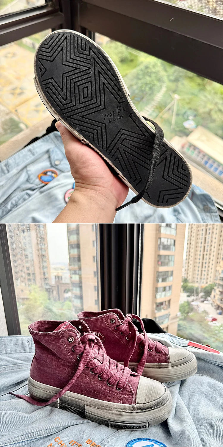 2025 New High Top Canvas Shoes Men Original Platform Men's Vulcanized Shoes Comfort Retro Canvas Sneakers