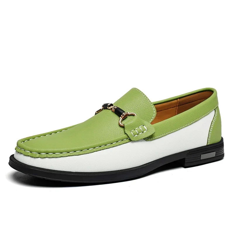Luxury Brand Genuine Leather Mens Shoes Wedding  Slip on Loafers New Trend Metal Buckle Moccasins Versatile Male Business Shoes
