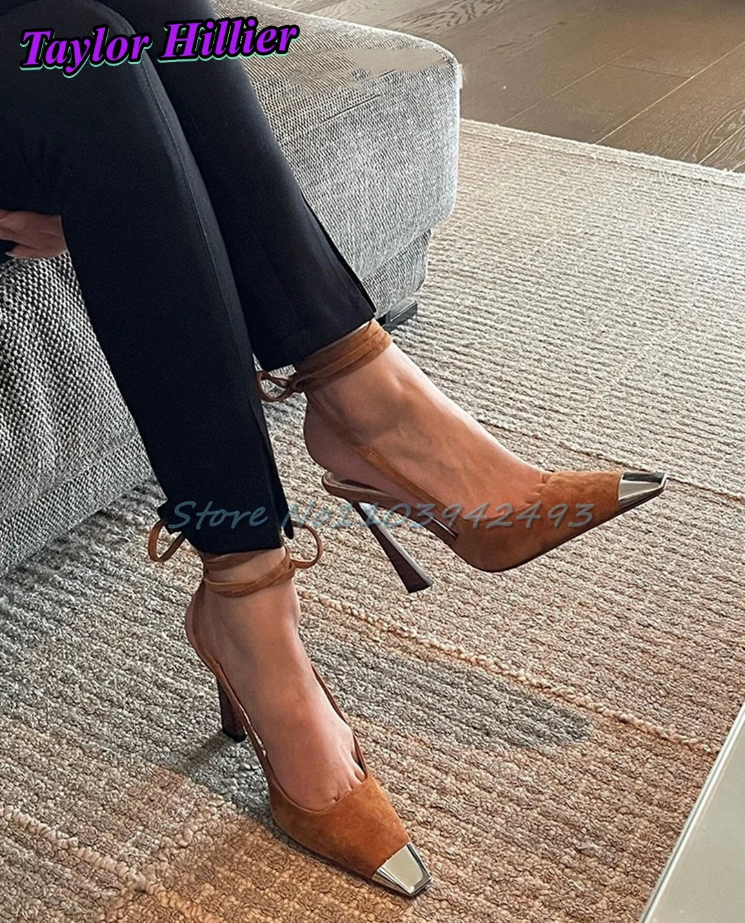 Silver Brown Heels Patchwork Sandals For Women Luxury Designer Shoes Summer Lace Up Sandalias De Mujer Dress Banquet Zapatos