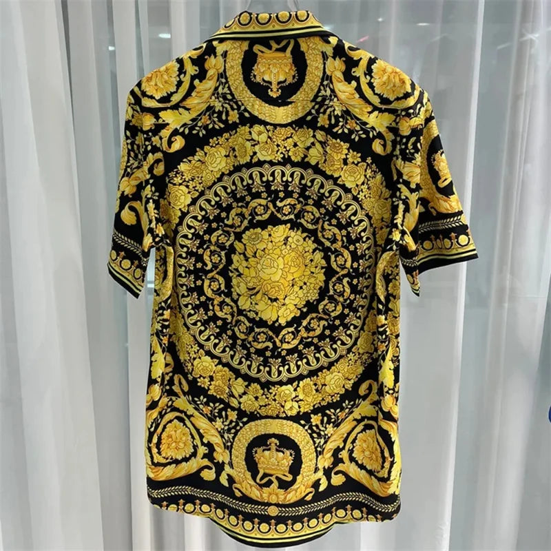 2025 Spring and Summer New Fashion Digital Printing Men's Short Sleeve Shirt High Quality Comfortable Lightweight Fabric