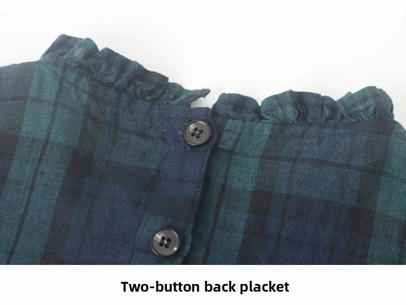 Summer 2026 Large Size Cotton Linen Plaid Vest Skirt Long Svel Dr Chest Splicing Wooden  Ear A-Line Dr