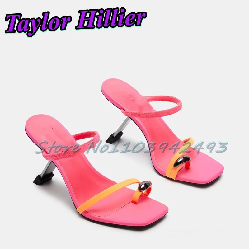 Green Strappy Heeled Sandals Open Toe Heels Women Strange Heel Luxury Designer Shoes Summer Mules Slip On Sandalias De Mujer New