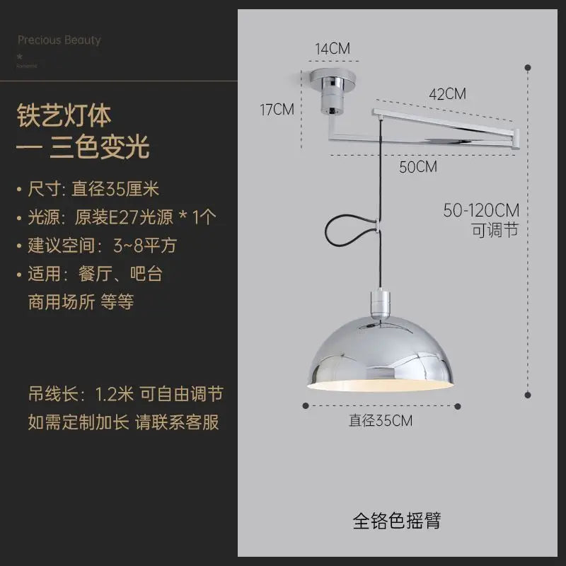 Nordic Modern Pendant Versatile Lamp Simple Study Restaurant Rocker Arm Light Creative Personality Displacement