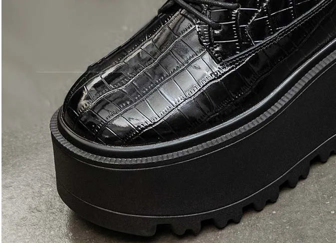 Fujin 8cm New Women Combat Boots Ankle Booties Platform Sneakers Spring Autumn Warm Fur Winter Genuine Leather Women Shoes Boot