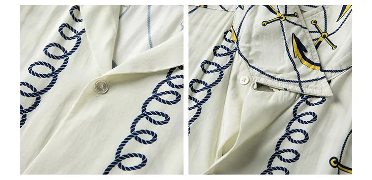 Rugged Bronson Anchor Border Rayon Camp Shirt Old-Fashion Men's Hawaiian Shirt For Beach Vacation