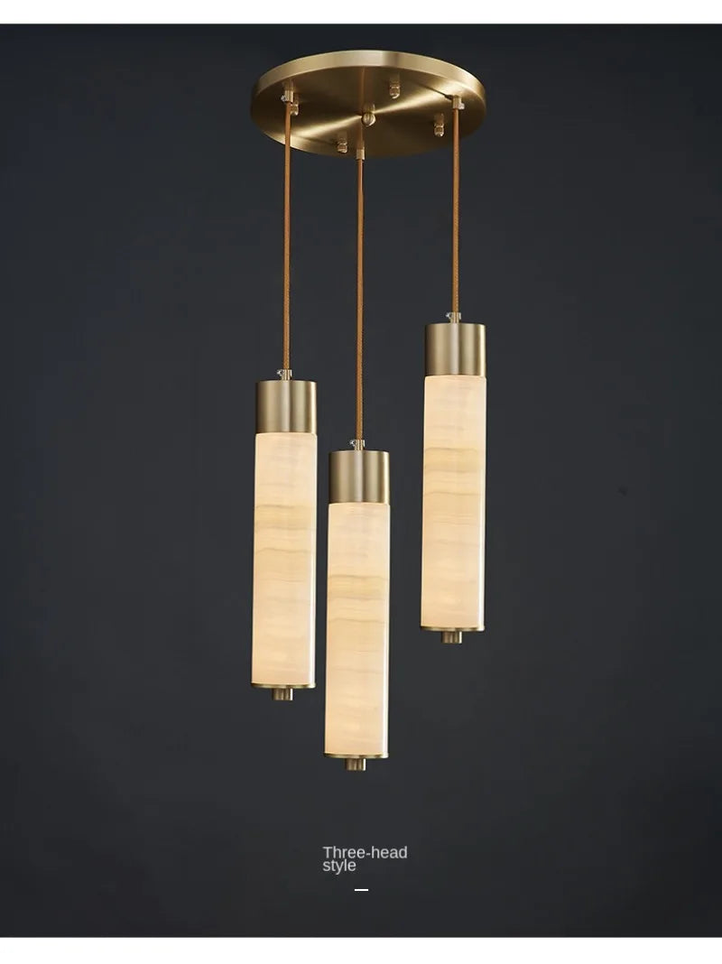 Modern Copper Light Luxury Pendant Lamp Marble Bedside Bedroom Hotel Dining Room Kitchen Stone Hallway Hanging Lighting Led