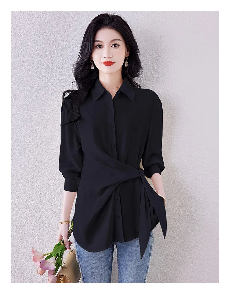New Spring Women Blouses France style office ladies shirts solid color tops blusa mujer