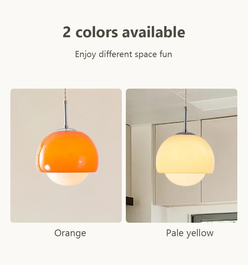 Retro 60s Pendant Lights for Restaurant Cafe Bar, Bedroom, studio, Hotel, living room, office,. Hanging Lamp Ceiling Chandeliers Orange Round Ball Decoration