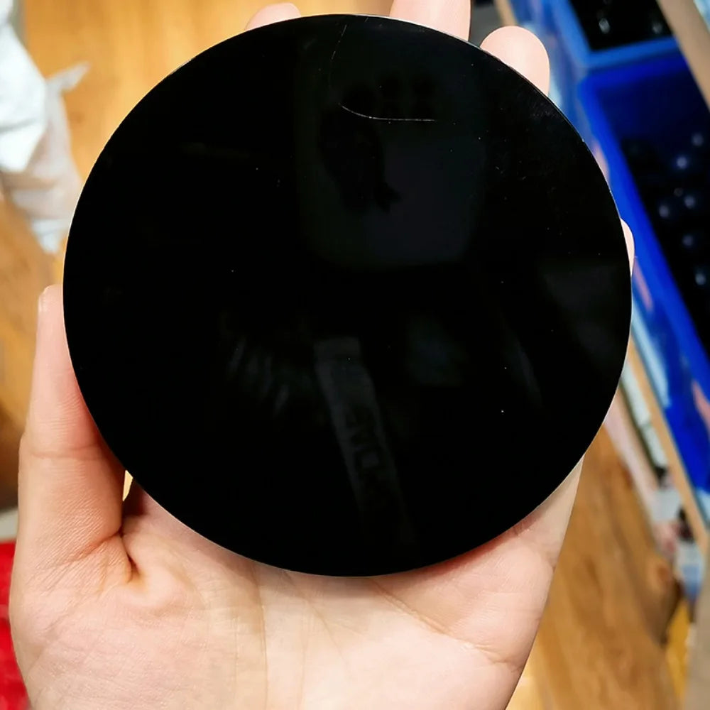 Natural Black Obsidian Scrying Mirror Healing Crystals Stone Round Plate Witchcraft Magic Mirror Crystal Home Decor With Shelf