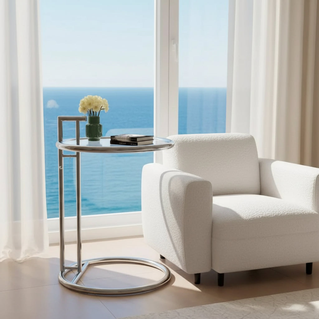 End Adjustable Table C-shape Glass Sofa Coffee Table Room Nordic Side Lift Design Living Stainless Steel Furniture