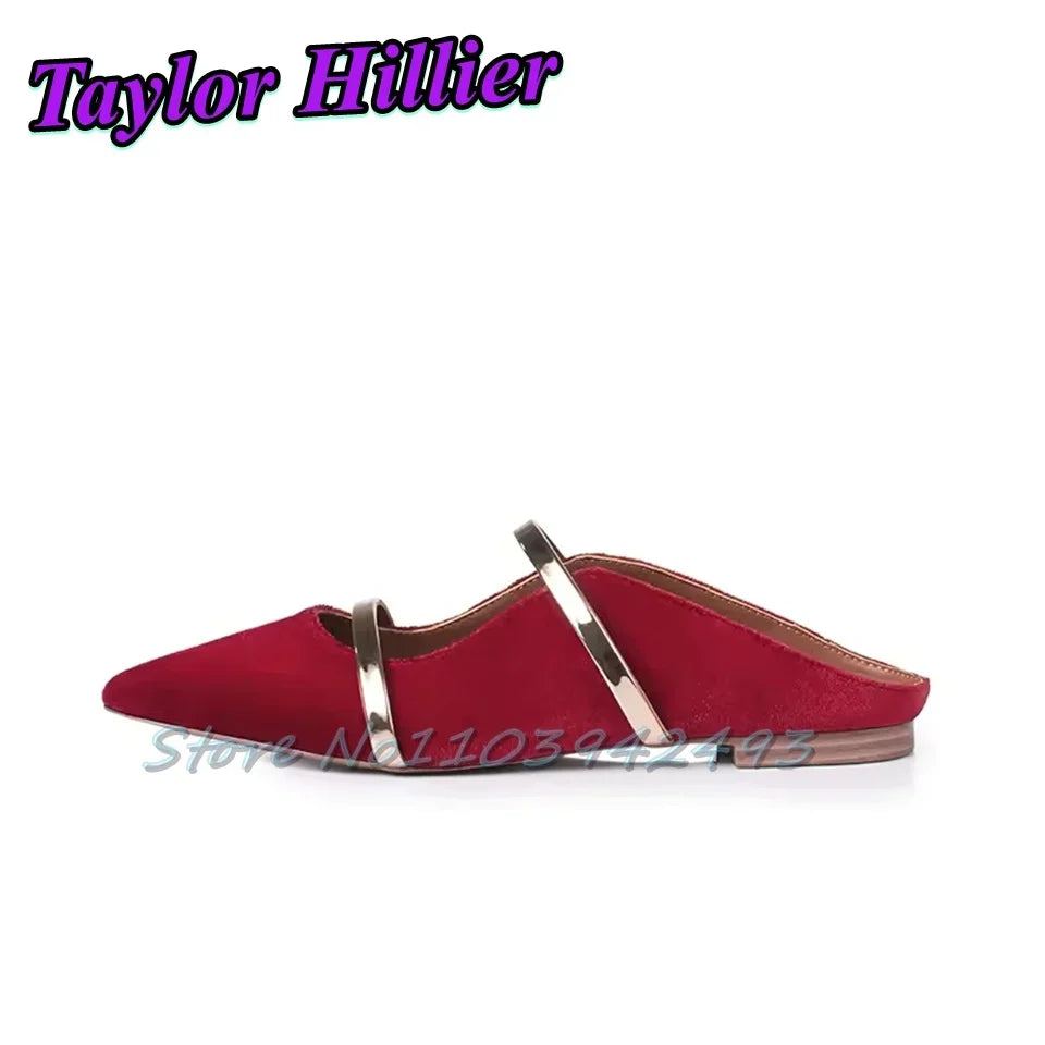 Double Strappy Gold Heels Shallow Slip On High Heel Pull On Heeled Sandals Women Luxury Designer Shoes Summer Flat Shoes Mules