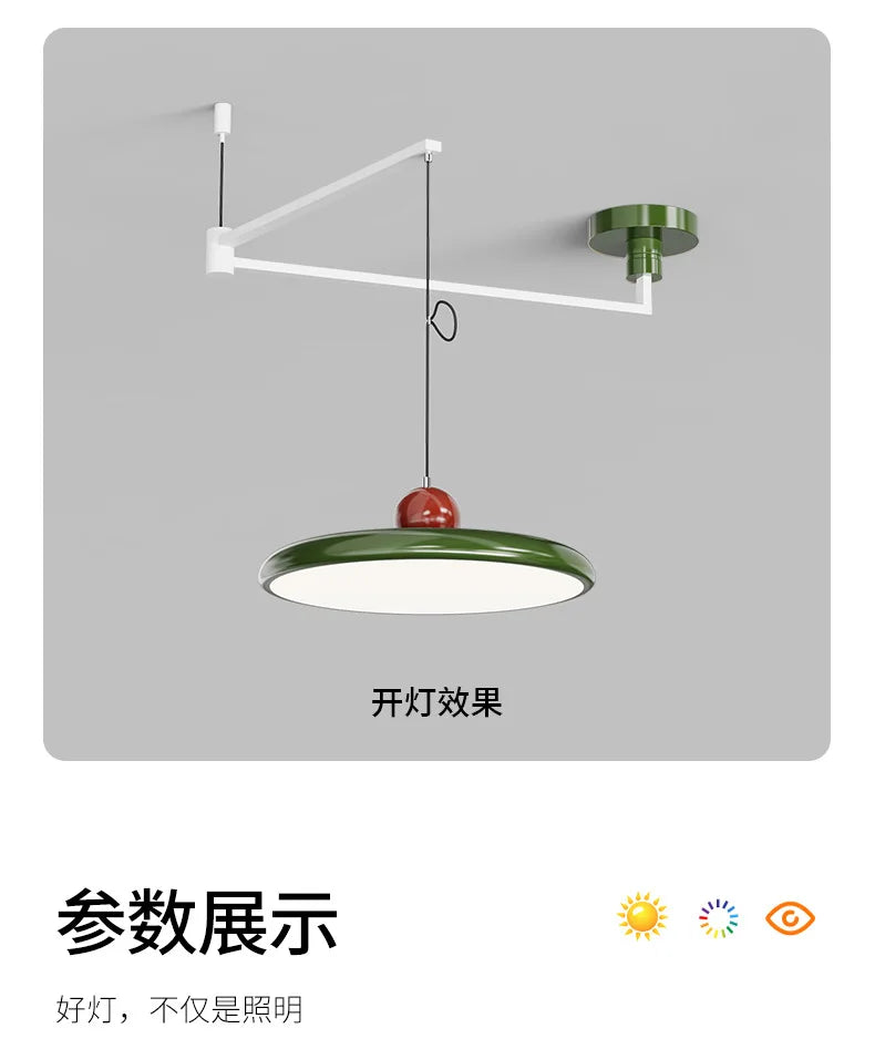 Movable Rocker Arm Restaurant Chandelier Modern Simple Table Light Advanced French Full Spectrum Eye Protection Light