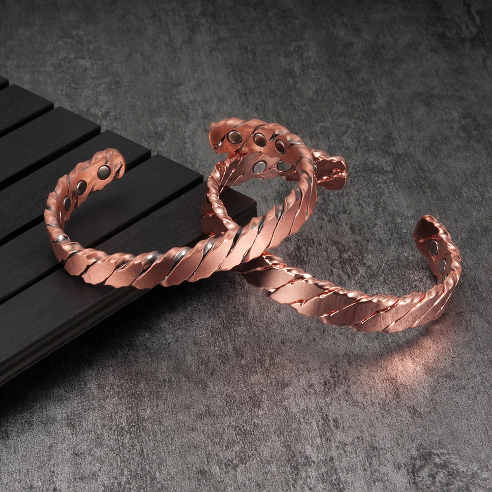 Vinterly Magnetic Copper Bracelet Men Adjustable Open Cuff Therapy Magnetic Bracelets Copper Charms Bracelets Bangles Women Men
