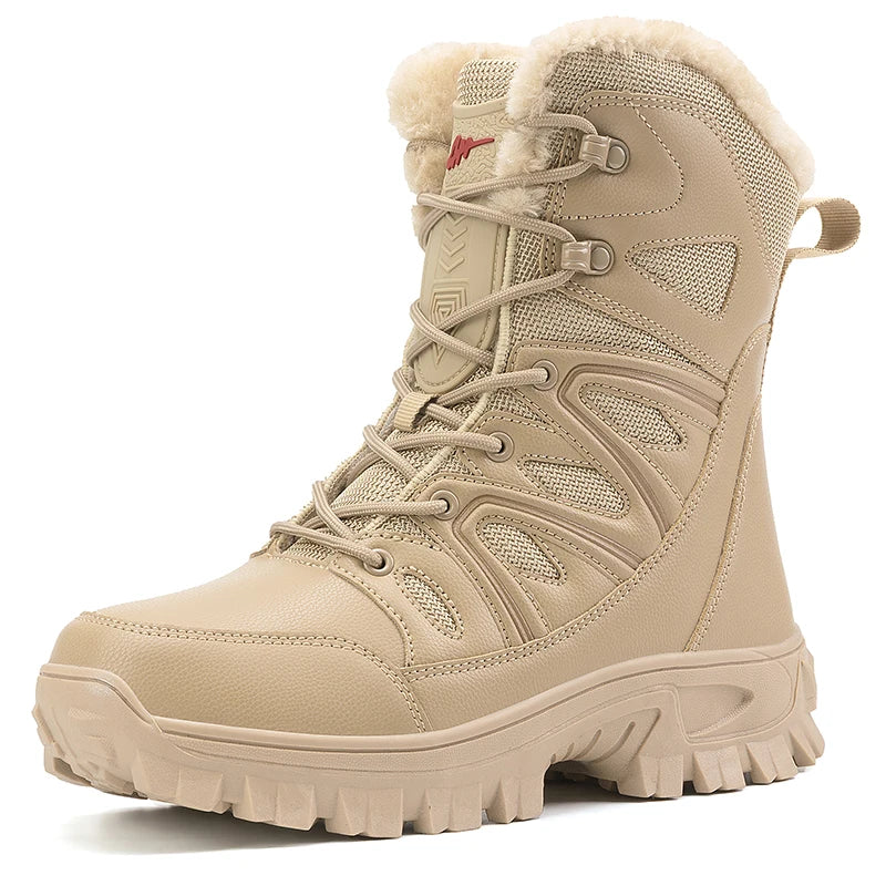 2026 Men Winter Outdoor Velvet Warm Snow Boots Walking Shoes Waterproof Ski Shoes High-Top Cotton Boots Thick Cotton Shoes