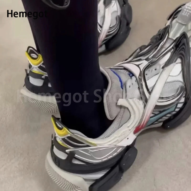 Thick Soled Height Increasing Casual Sneakers for Men Lace-Up Wear-Resistant Breathable Solid Color Shoes Handmade Men's Shoes