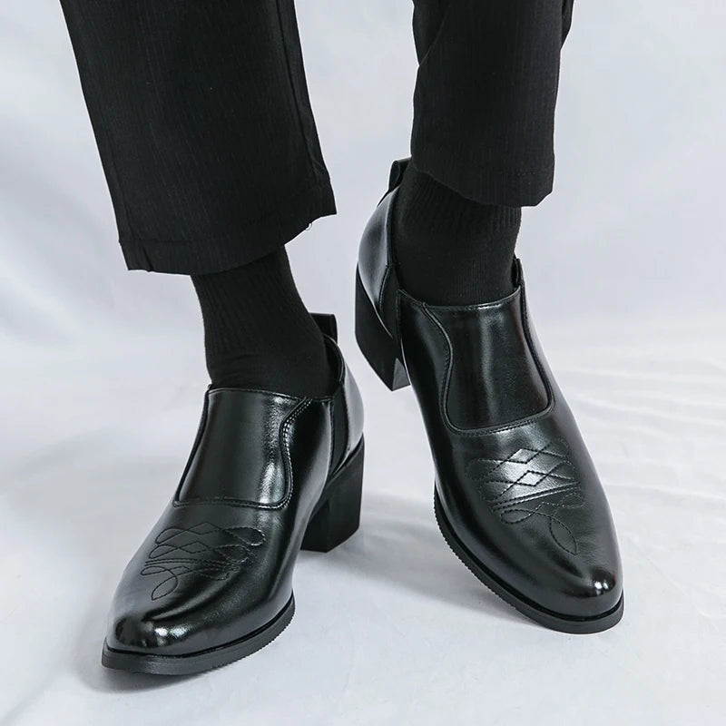Spring New Men's Height Increased By 6 Centimeters Comfortable Leather Shoes Fashionable Business Attire Groom's Wedding Shoes