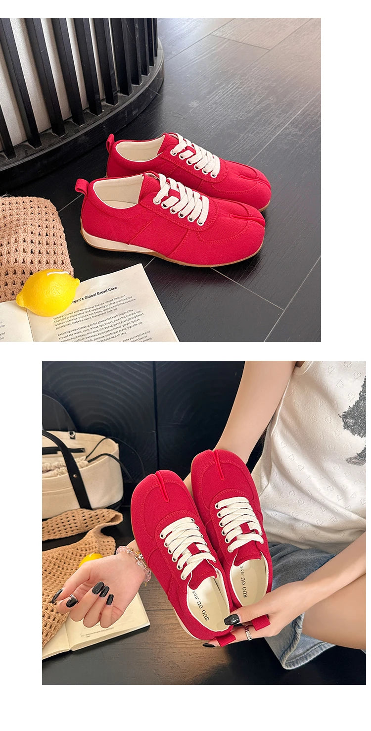 German Training Shoes Women's 2026 Summer Lace Up Forrest Gump Shoes Women's Split Toe Breathable Sports Shoes