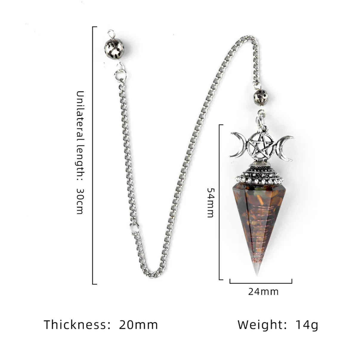 Natural Stone Three Phase Lunar Meditation Healing Tiger Eye Crystal Hexagonal Pyramid Spirit Pendulum Gift necklace