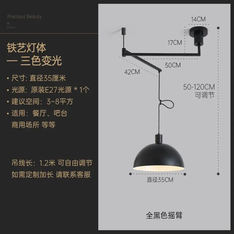 Nordic Modern Pendant Versatile Lamp Simple Study Restaurant Rocker Arm Light Creative Personality Displacement