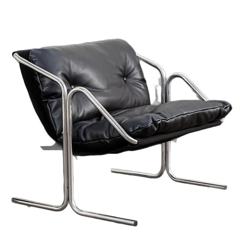 Italian Light Luxury Leather Soft Bag Dining Chair Stainless Steel Conference Room Chair Retro Business Negotiation Chair