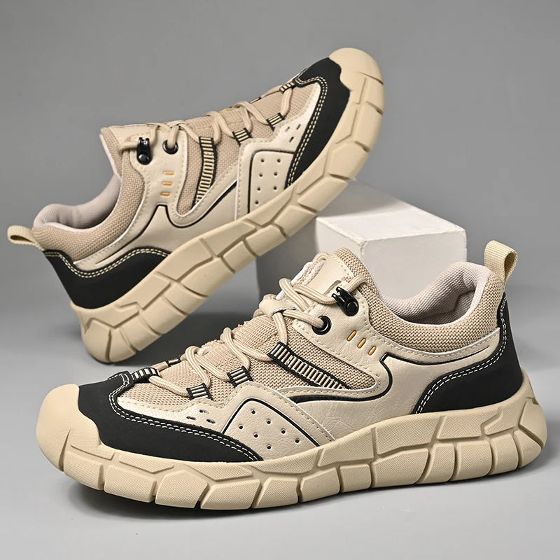 Fashionable Men Comfortable Lace Up Anti-collision Casual Sports Shoes Outdoor Men Breathable Anti Slip Soft Soled Hiking Shoes