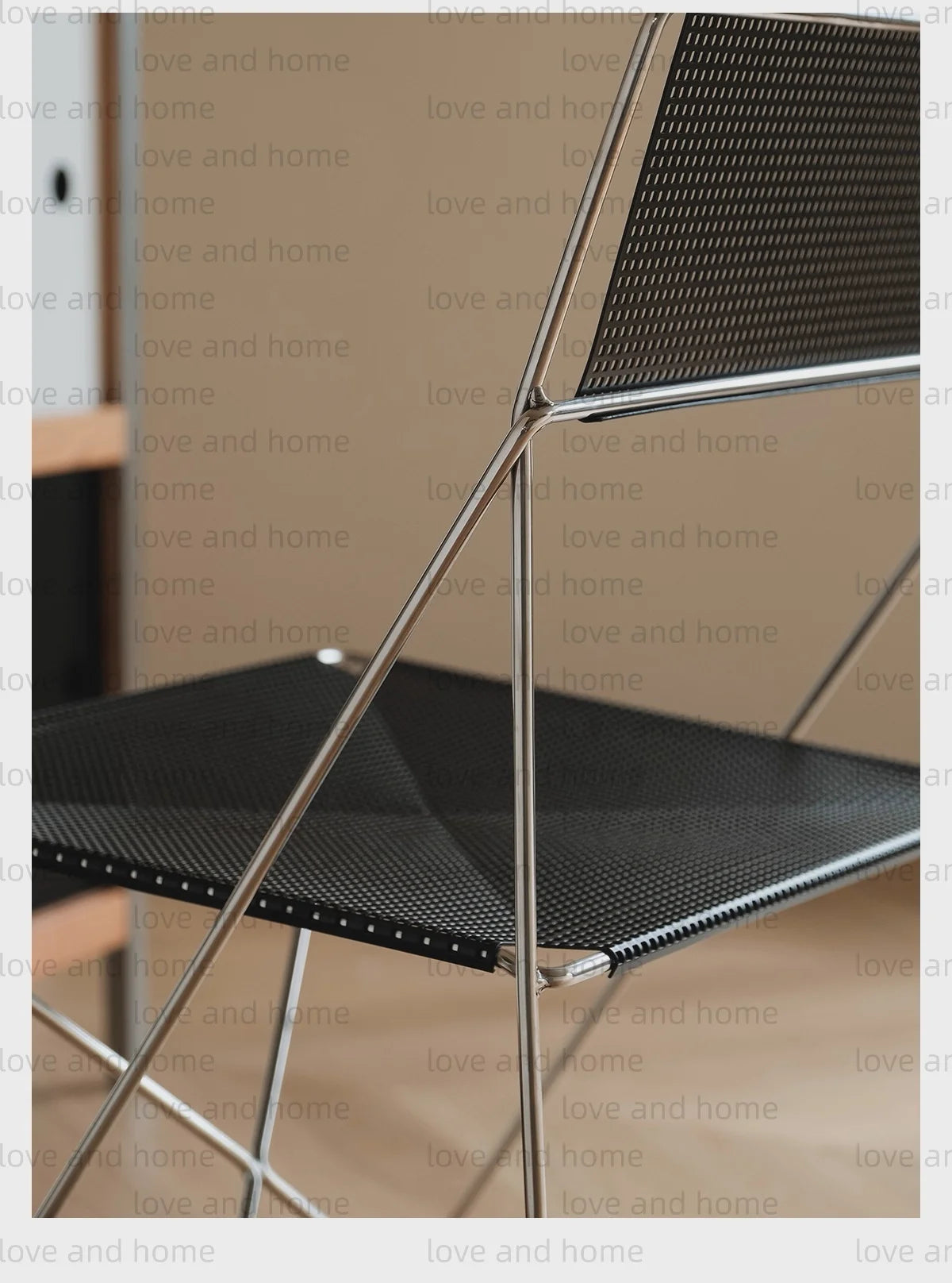 Nordic Stackable Dining Chair Chromed Stainless Steel Steelwire Wire Mesh Panel Minimalism Style Robust Construction Denmark