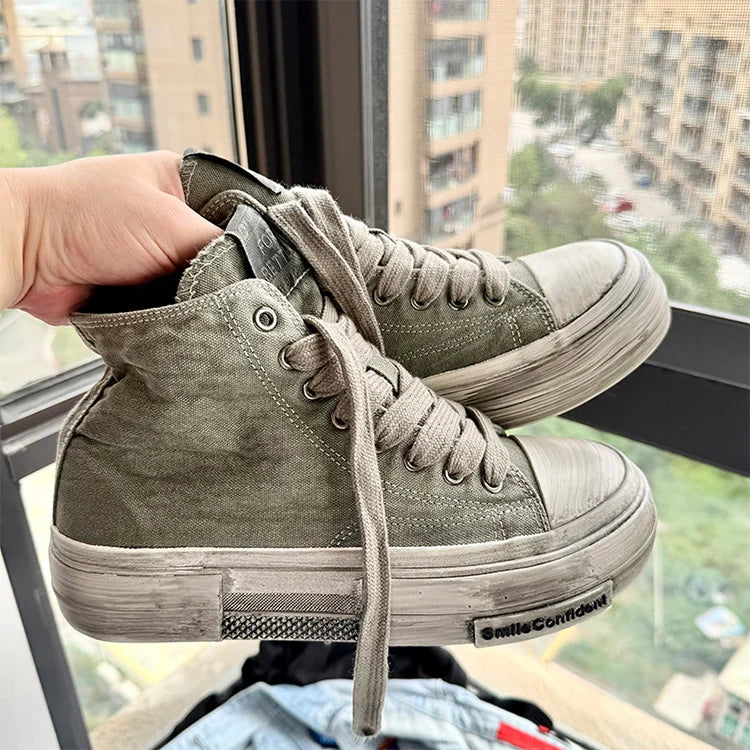 Sustainable Canvas Shoes Men Original Platform Shoes Comfort Retro Canvas Vulcanized Sneakers