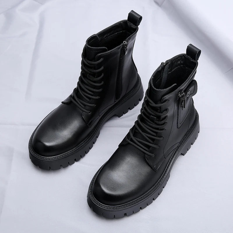 Men's English Style Thick Sole Design Men Boots Luxury High End Top Layer Leather Brand Famous Chelsea High Quality Casual Boots