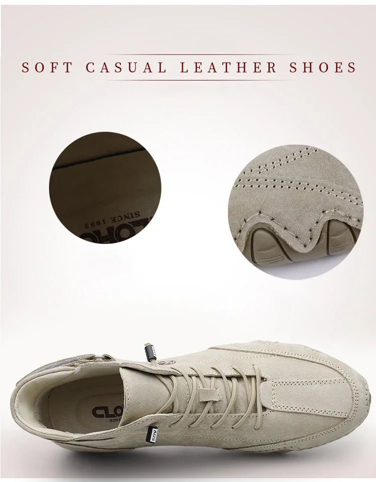 Men's Genuine Leather Shoes Ankle Boots 2024 Men Sneakers Outdoor Light Lace-Up Casual Shoes Fashion Loafers Winter Warm Boots