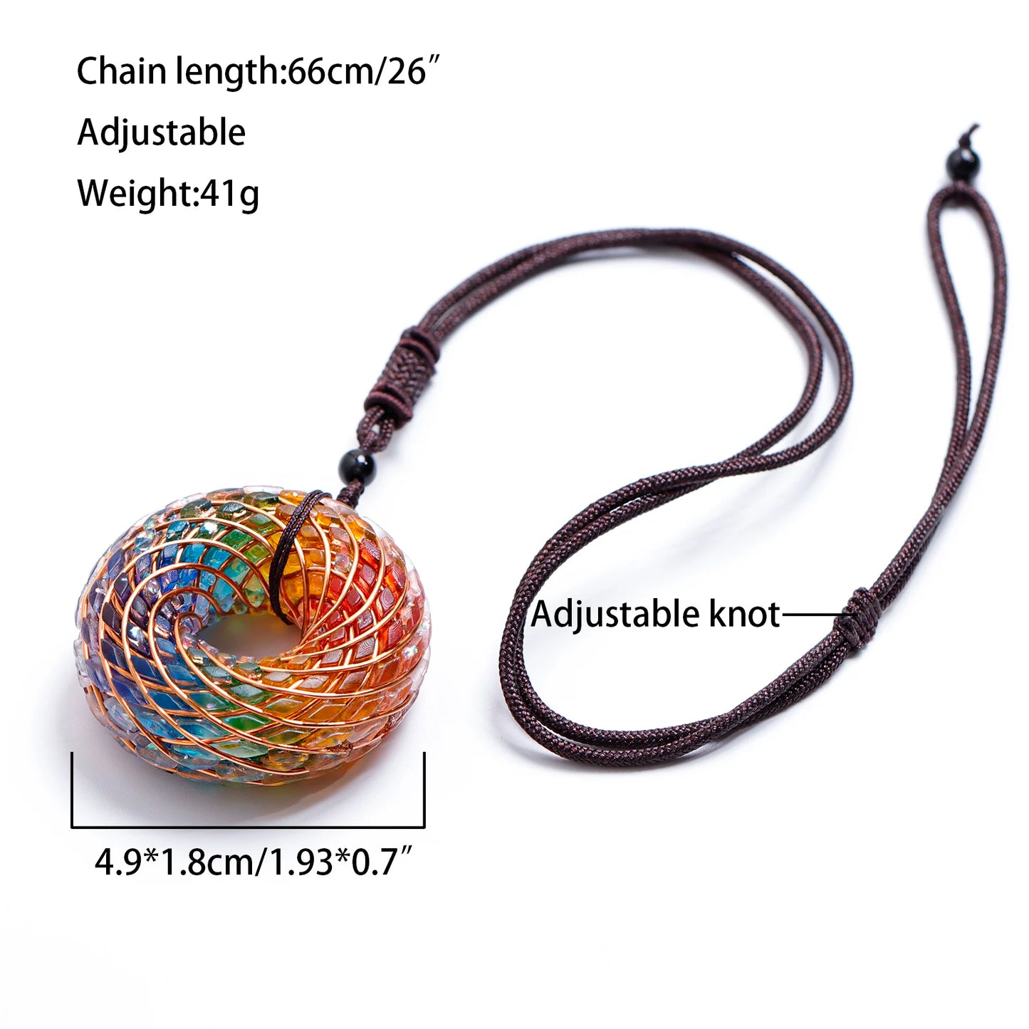 Rodin Coil &Opal Orgone Pendant Necklace , Blue glass pendant jewelry, Chakra Balancing, Adjustable Chain