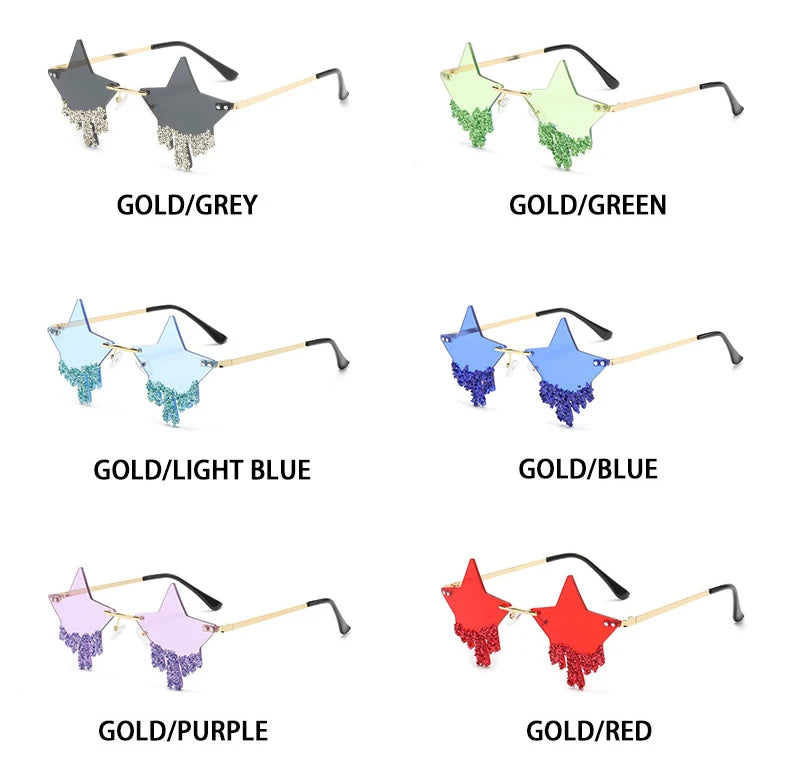 Shiny Luxury Diamonds Sunglasses Women Men Trends Punk Rimless Sun Glasses Female Personality Rhinestone Eyewear Shades UV400