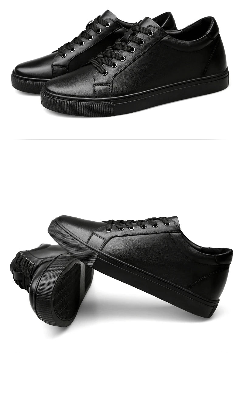Man Elevator Shoes Height Increase Insoles High Heels Shoes 5-6CM Shoes Tall Shoes White Genuine Leather Shoes Men Sneakers