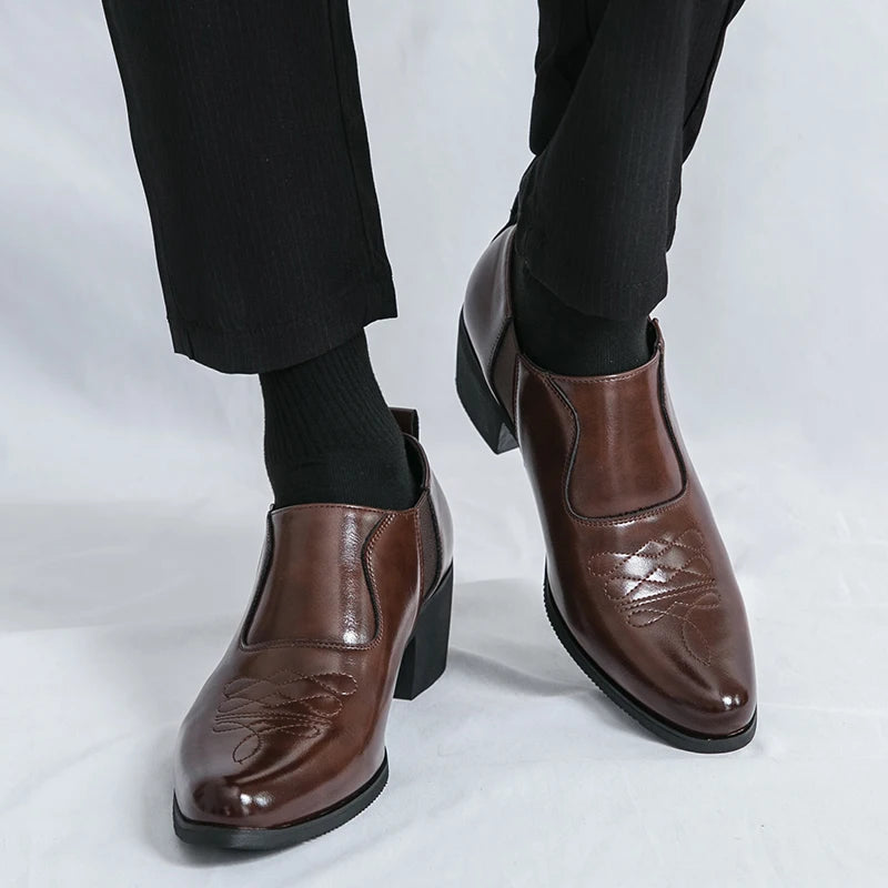 Spring New Men's Height Increased By 6 Centimeters Comfortable Leather Shoes Fashionable Business Attire Groom's Wedding Shoes