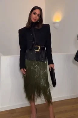 Elegant Green High Waist Women's Skirt With Sequins Female Casual Bodycon Long Shiny Sequined Bottom Lady Evening Party Skirts