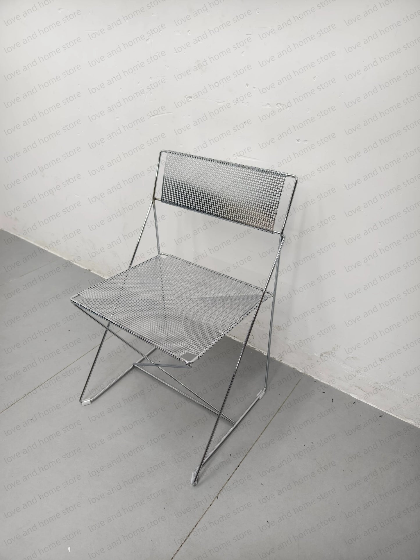 Nordic Stackable Dining Chair Chromed Stainless Steel Steelwire Wire Mesh Panel Minimalism Style Robust Construction Denmark
