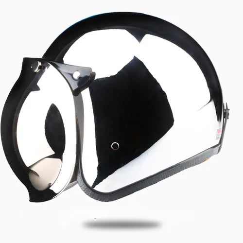 HOT Unique Silver Plating Open Face Retro Motorcycle Helmet Vintage Moto Chrome Helmet Sliver Jet Moto 3/4 Half Casco Casque