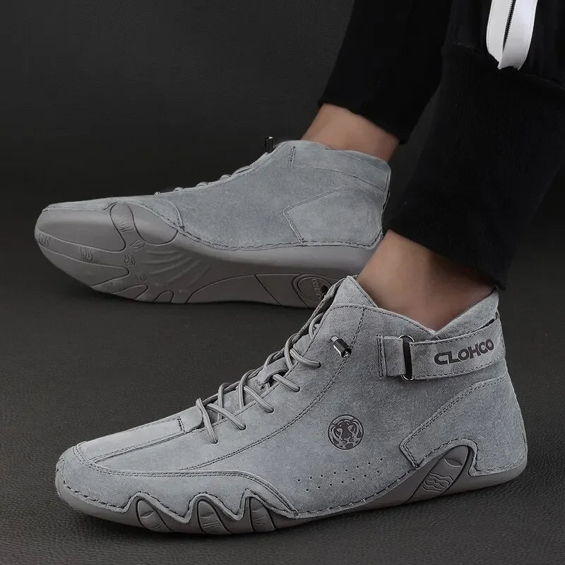 Men's Genuine Leather Shoes Ankle Boots 2024 Men Sneakers Outdoor Light Lace-Up Casual Shoes Fashion Loafers Winter Warm Boots