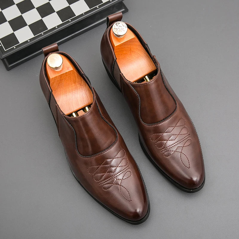 Spring New Men's Height Increased By 6 Centimeters Comfortable Leather Shoes Fashionable Business Attire Groom's Wedding Shoes