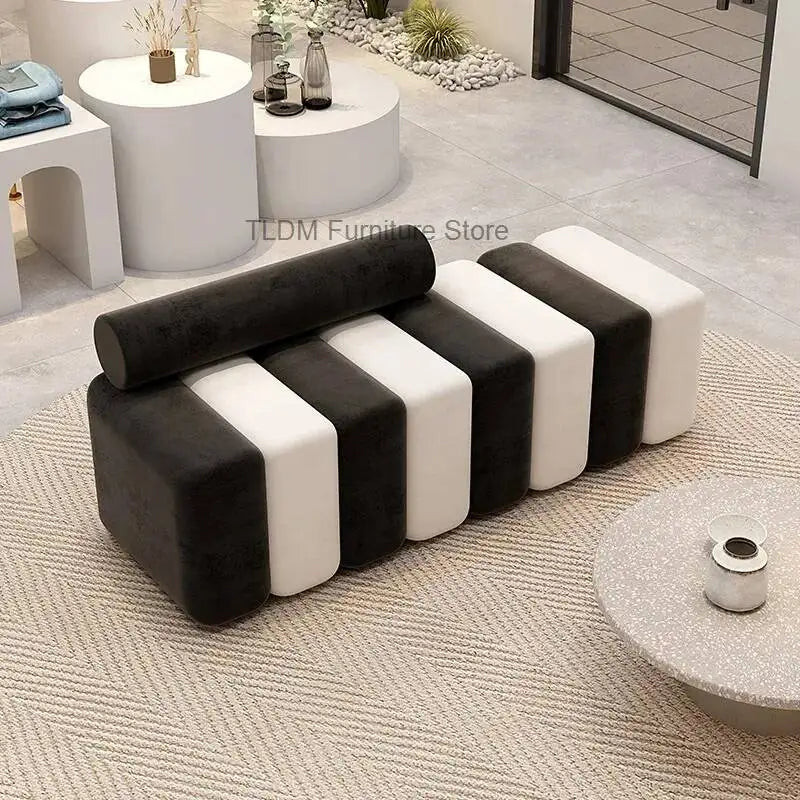 Bedside Bench Modern Creative Reception Coat Chair Light Luxury Fabric Casual Shoes Changing Stool 80x45x45cm