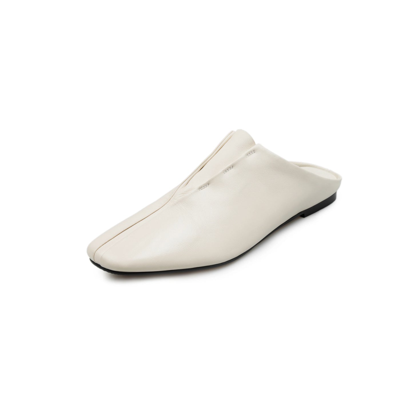 Genuine Sheepskin Mules Women Covered Square Toe Deep Mouth Flat Heel Casual Slippers Female Vacation Slides