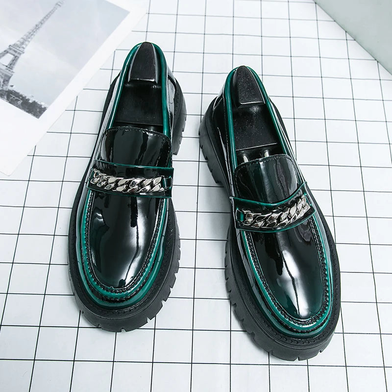 Genuine Leather Shoe for Men Increase Breathabe Casual Leather Shoes Trend Green British Big Head Shoes Men Casual Leather Shoes