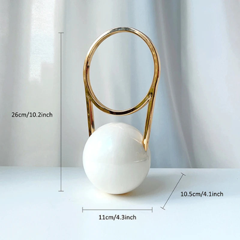Fashion Bride Pearl White Round Metal Gold Women Luxury Evening Banquet Clutch Bag Wedding Purse Party Crossbody Day Handbag