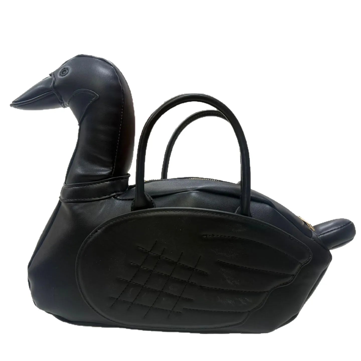 New Couples Personalized Creative Swan Shaped Handbag Adult Animal Shaped Crossbody Bag Niche Plaid Solid Color PU Armpit Bag