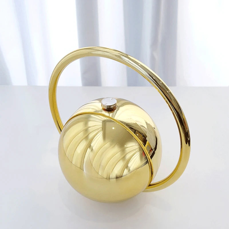  Designer Electroplating Circular Handle Handbag,Sphere Evening Elegant Clutch Purse,Women Fashion Marble Pattern Tote Bag