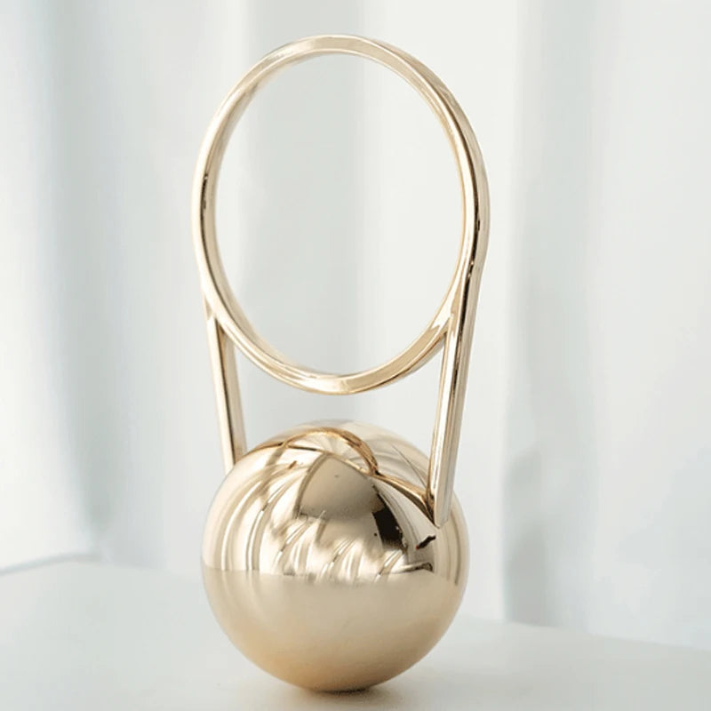 Fashion Bride Pearl White Round Metal Gold Women Luxury Evening Banquet Clutch Bag Wedding Purse Party Crossbody Day Handbag