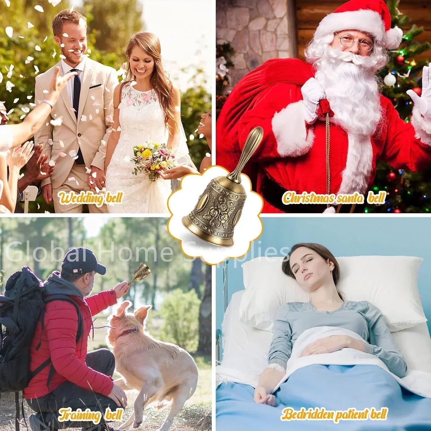 Brass Bronze Handicraft Bell Metal Call Bells Alarm Hand Held Service Call Bell Desktop Bell Tea Dinner Bell Bronze Christams Bell